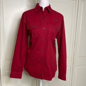 Vintage Ralph Lauren Womens Size Medium Red Maine Fly Fishing Button Shirt